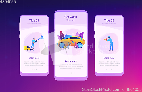 Image of Car wash service app interface template.