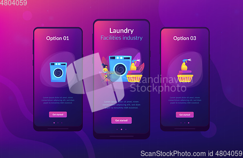 Image of Dry cleaning and laundering app interface template.