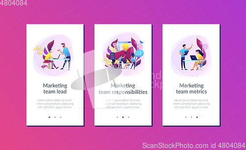 Image of Digital marketing team app interface template.