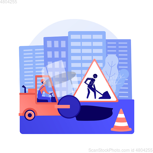 Image of Road works abstract concept vector illustration.