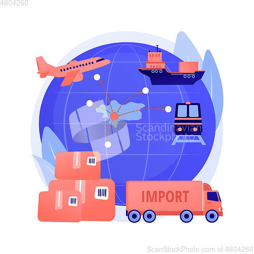 Image of Import of goods and services abstract concept vector illustration.