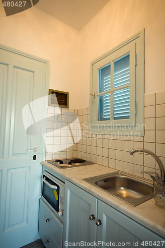 Image of kitchen in apartment greek islands