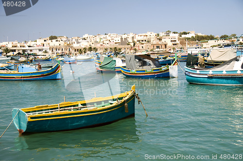 Image of luzzu boats harbor marsaxlokk malta