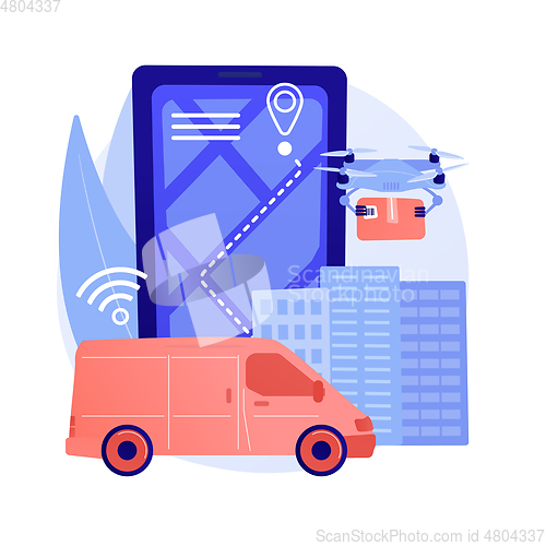 Image of Autonomous delivery abstract concept vector illustration.