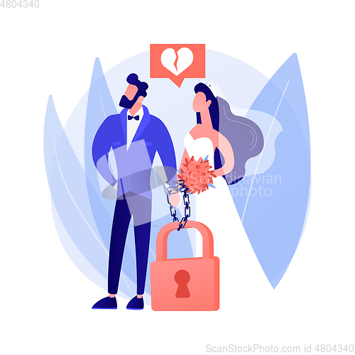 Image of Forced marriage abstract concept vector illustration.