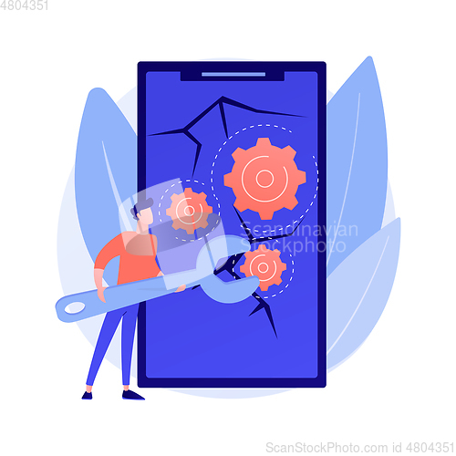 Image of Smartphone repair abstract concept vector illustration.