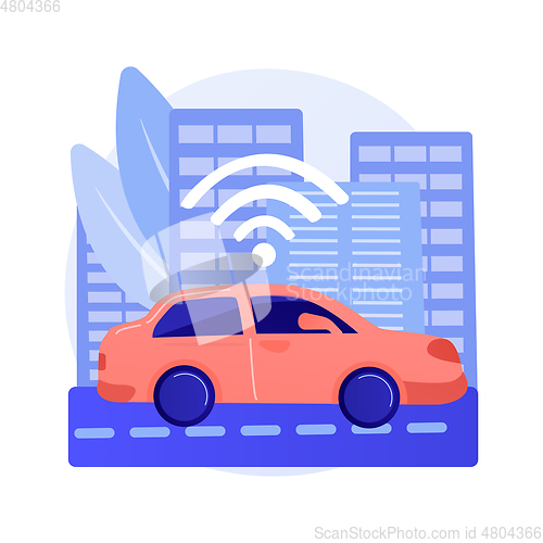 Image of Autonomous driving abstract concept vector illustration.