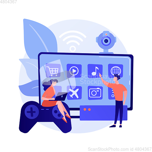 Image of Smart TV accessories abstract concept vector illustration.