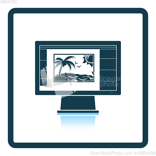 Image of Icon of photo editor on monitor screen