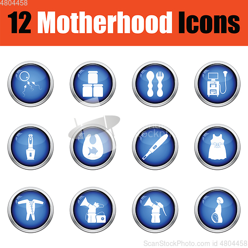 Image of Set of motherhood icons.