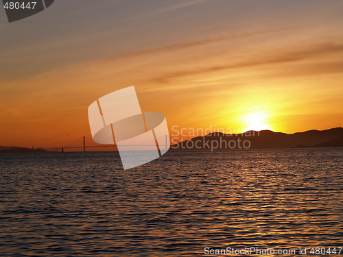 Image of Sunset Golden Gate Bridge and Bay from Berkeley