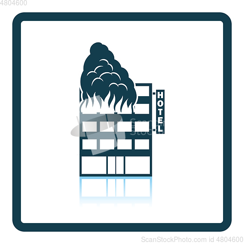 Image of Hotel building in fire icon