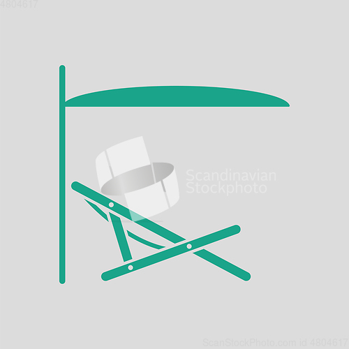 Image of Sea beach recliner with umbrella icon