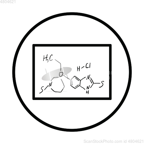 Image of Icon of chemistry formula on classroom blackboard