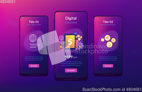 Image of Digital currency app interface template.