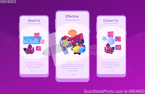 Image of Public relations app interface template.