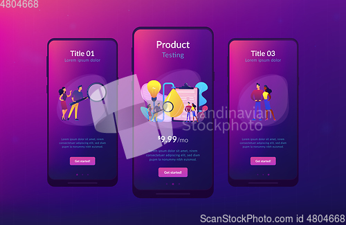 Image of Product testing app interface template.
