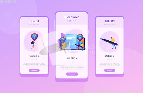 Image of Electronic signature app interface template.