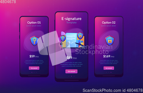 Image of Electronic signature app interface template.