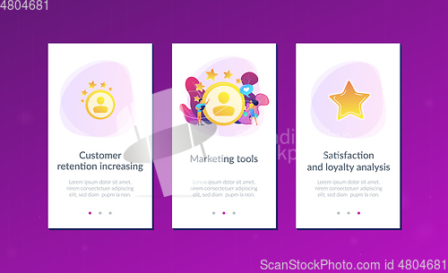 Image of Satisfaction and loyalty analysis app interface template.