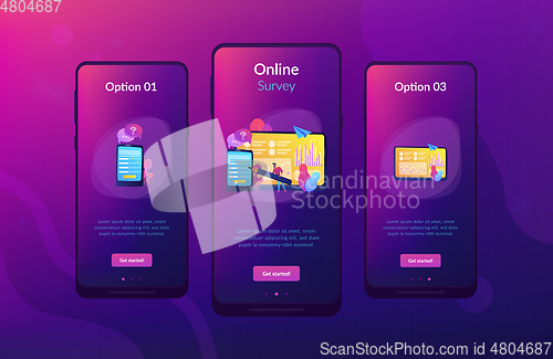 Image of Online survey app interface template.