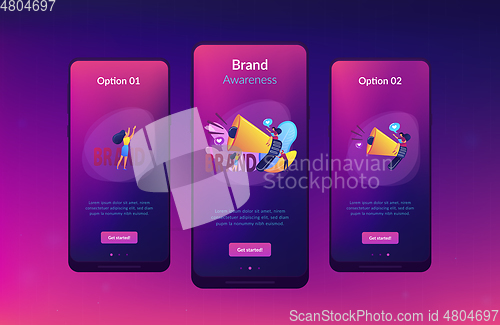 Image of Brand awareness app interface template.