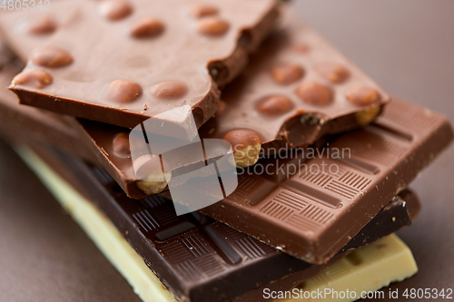 Image of close up of different kind chocolate bars