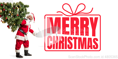 Image of Santa Claus wishing happy New Year and Merry Christmas