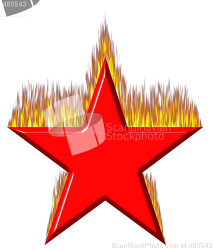 Image of 3D Red Star on Fire