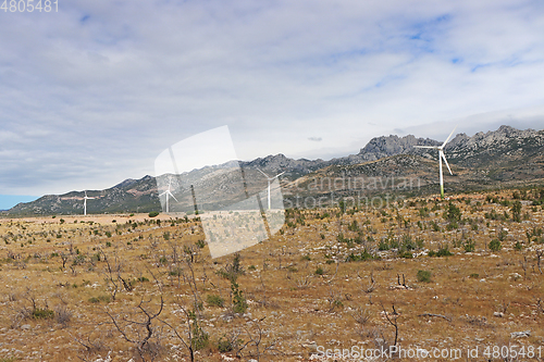 Image of Wind turbines, wind farm, windy area of Croatia