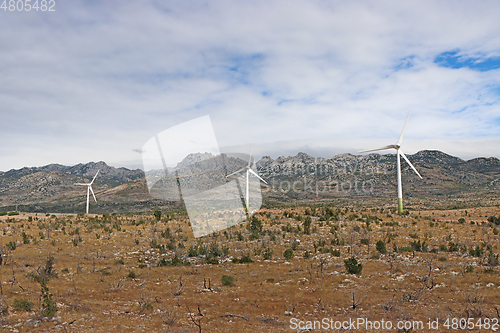 Image of Wind turbines, wind farm, windy area of Croatia