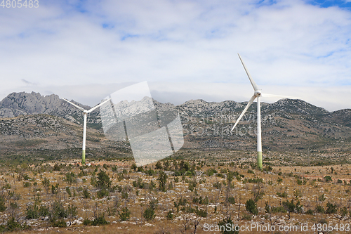 Image of Wind turbines, wind farm, windy area of Croatia