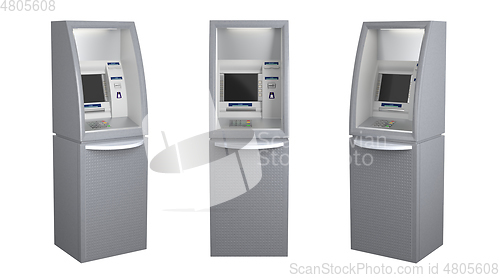 Image of Set of three atm machines isolated on white