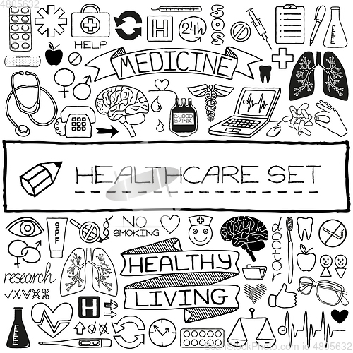 Image of Hand drawn medical set of icons