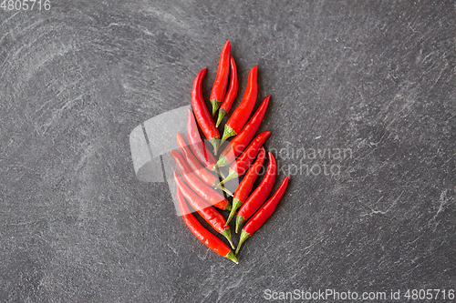 Image of red chili or cayenne pepper on slate stone surface