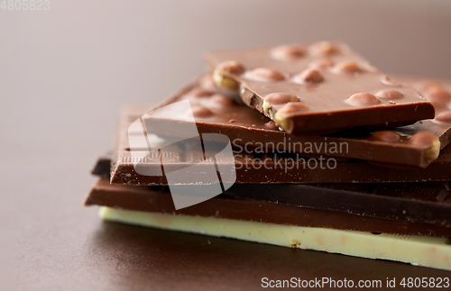 Image of close up of different kind chocolate bars