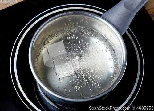Image of kettle of boiling water on electric induction hob