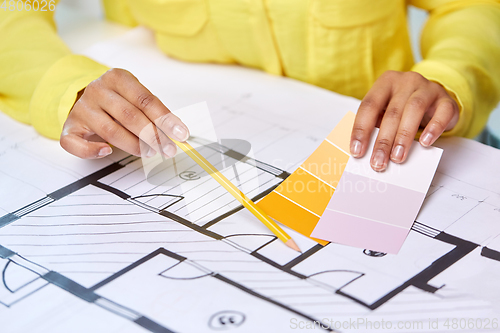 Image of architect with blueprint and color palettes