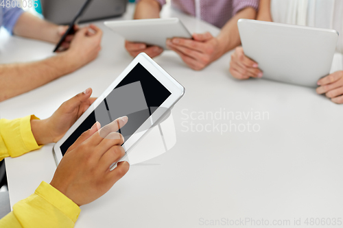 Image of group of high school students with tablet pc