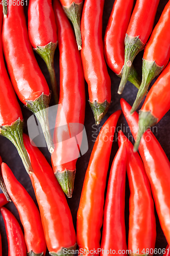 Image of red chili or cayenne pepper on slate stone surface