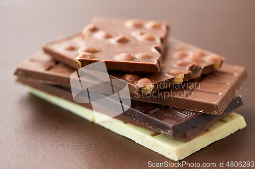 Image of close up of different kind chocolate bars