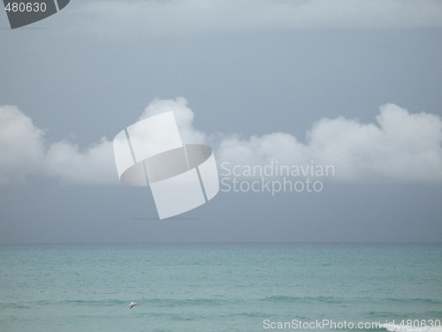 Image of turquoise ocean and dark blue sky