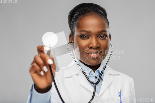 Image of african american female doctor with stethoscope