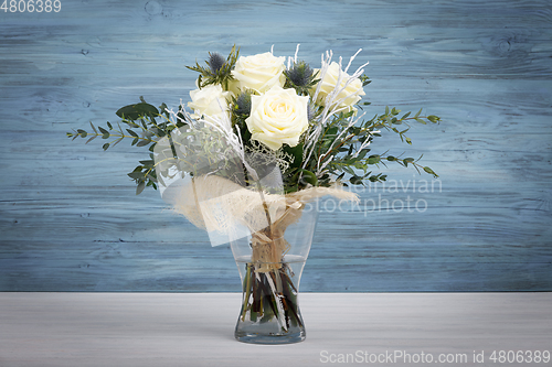 Image of Bouquet of fresh white yellow roses