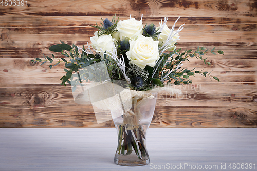 Image of Bouquet of fresh white yellow roses