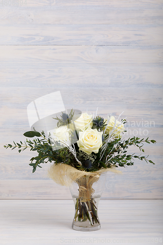 Image of Bouquet of fresh white yellow roses