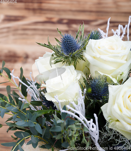 Image of Bouquet of fresh white yellow roses