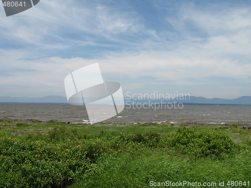 Image of ocean and mountains landscape