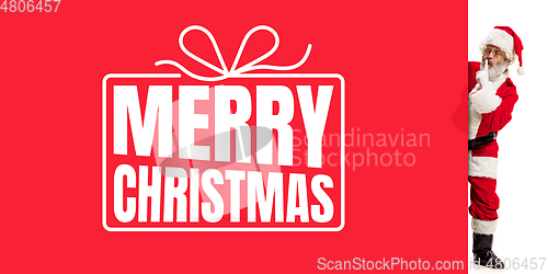 Image of Santa Claus wishing happy New Year and Merry Christmas