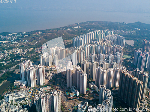 Image of Top view of skyline in Hong Kong city